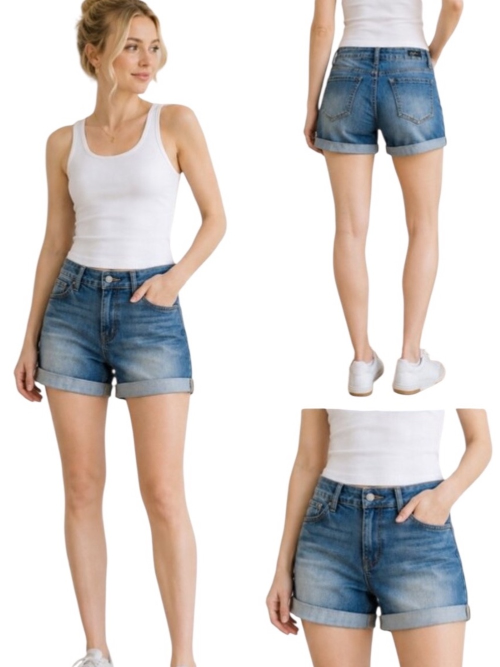 Earl Jeans Blue Denim Distressed Cuff Shorts Size 6